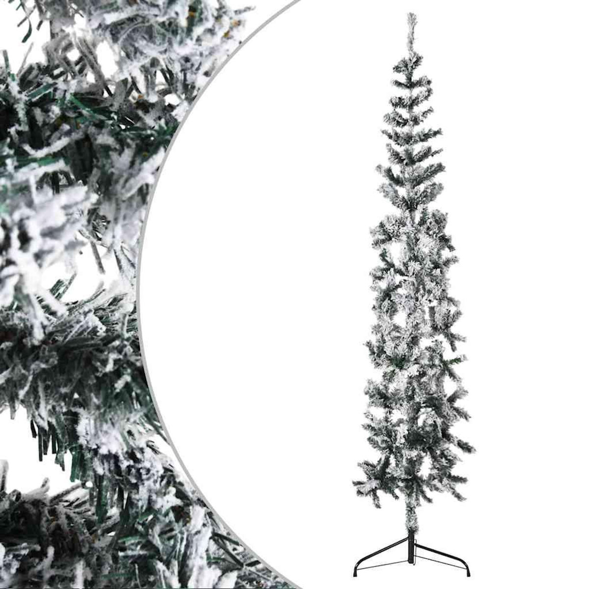 VIDAXL Demi sapin de Noël artificiel mince avec neige floquee 180 cm