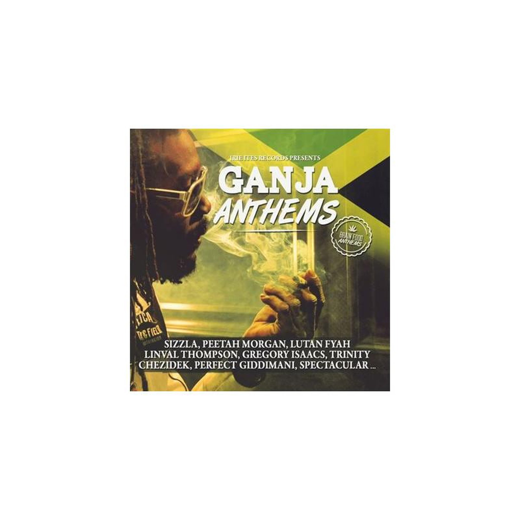 Album vinyle reggae/dancehall ganja anthems, pochette jaune-verte