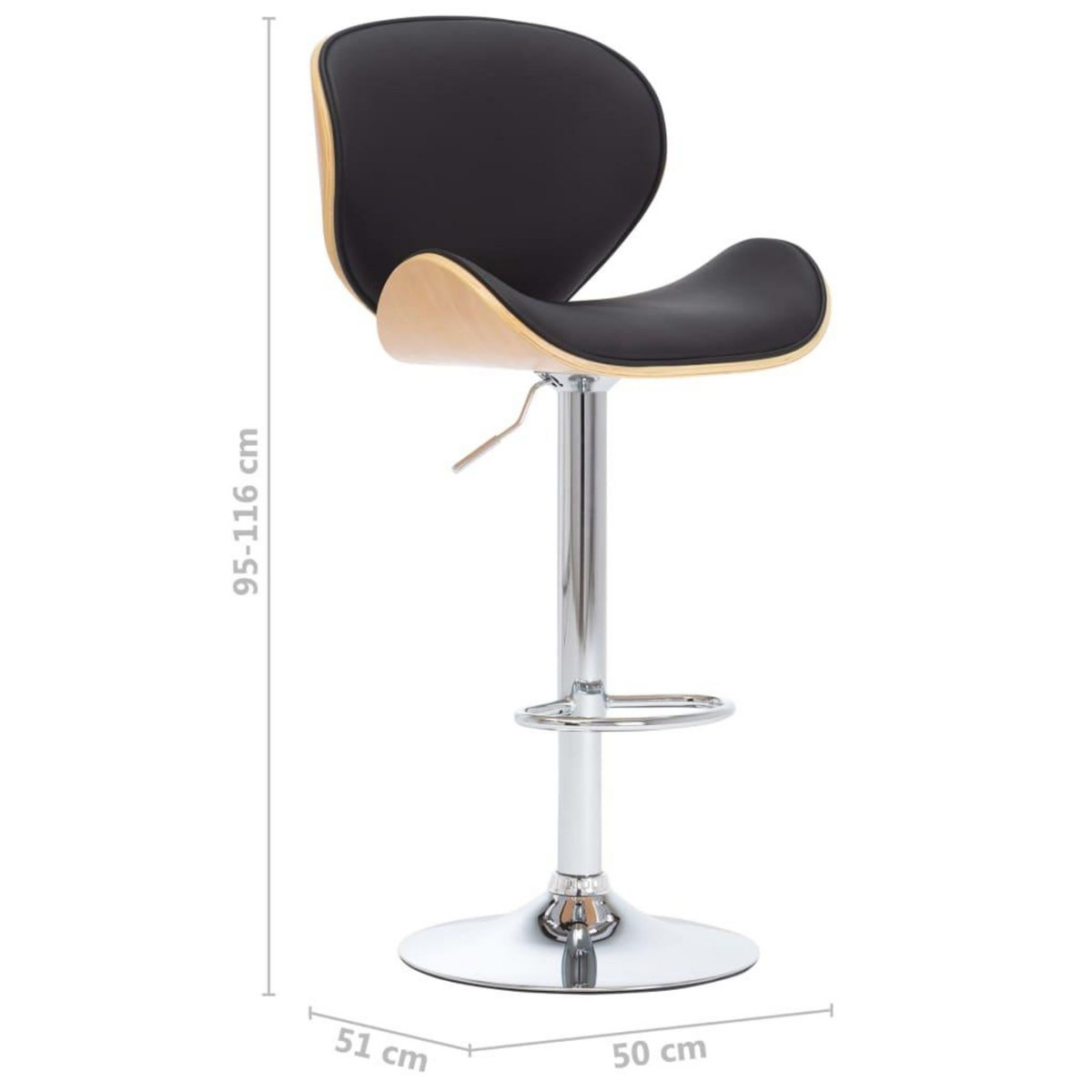 VIDAXL Tabouret de bar Noir Similicuir