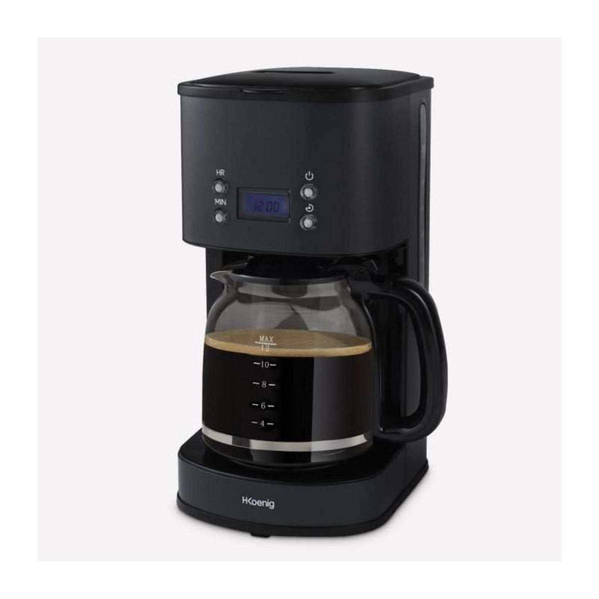 HKOENIG Cafetiere programmable - HKoeNIG - MG32 - 1,5 L (12 tasses) - 1000 W - Ecran LCD - Maintien au chaud - Noir et acier inoxydable