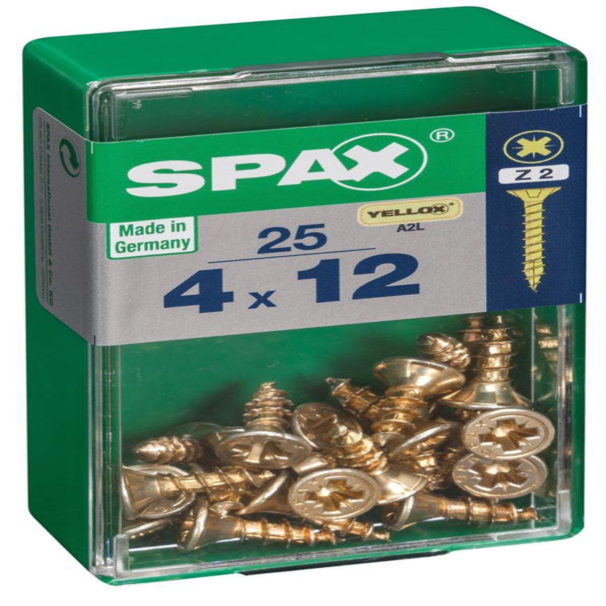 CENTRALE BRICO Lot de 25 vis acier tête cylindrique bombée pozidriv SPAX, Diam.4 mm x L.12 mm