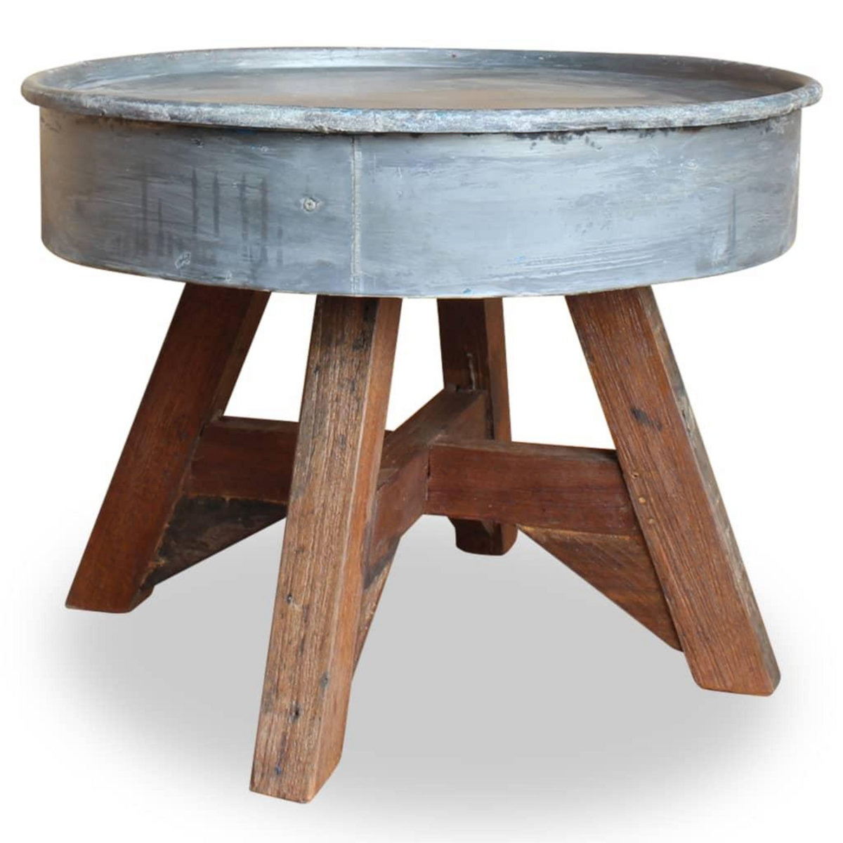 VIDAXL Table basse bois de recuperation melange 60x45 cm argente
