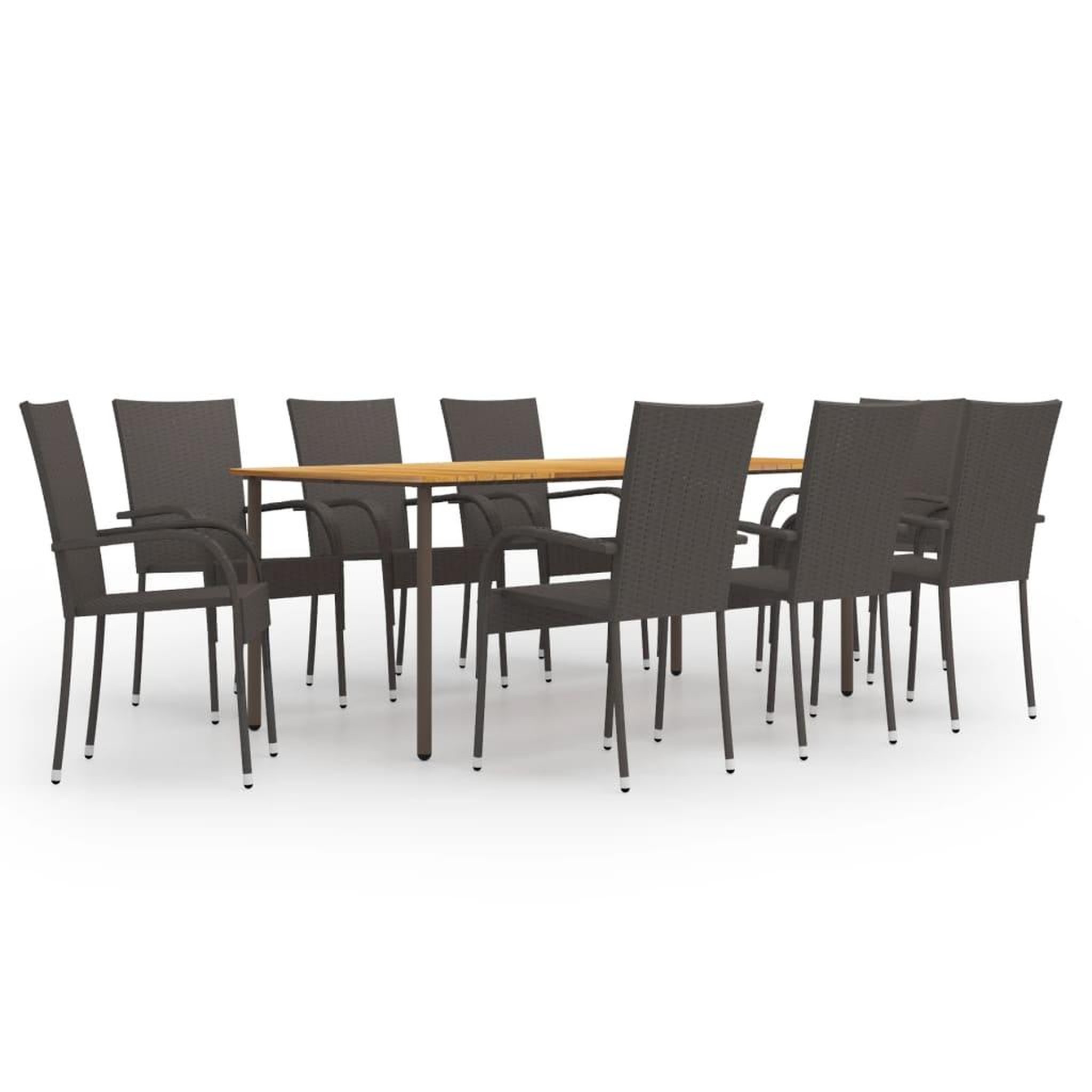 Voir la diapositive 1 : VIDAXL Ensemble a manger de jardin 9 pcs Resine tressee Marron