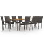 Voir la diapositive 1 : VIDAXL Ensemble a manger de jardin 9 pcs Resine tressee Marron