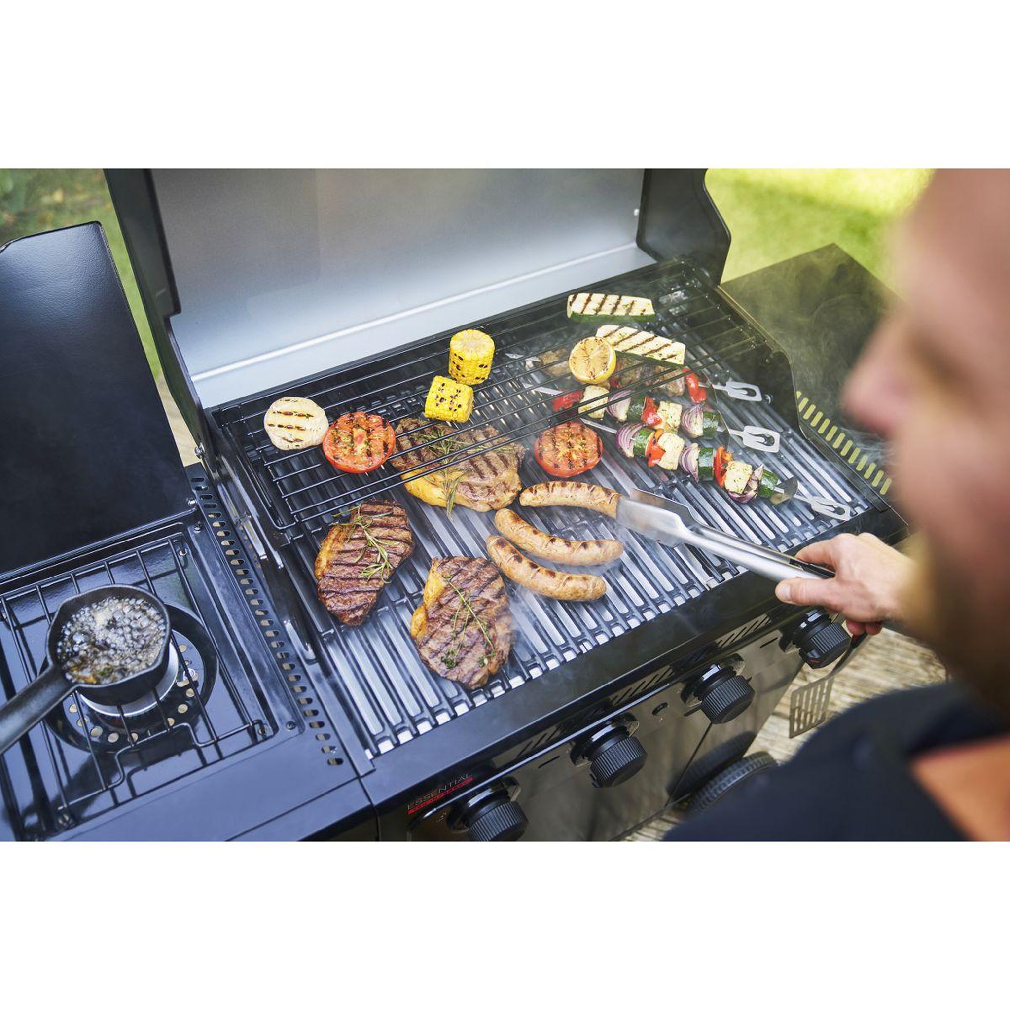 Voir la diapositive 5 : CHAR BROIL Barbecue gaz essential 4g, sur chariot, 5 brûleurs dont 1 latéral, surface de cuisson 72 x 46 cm
