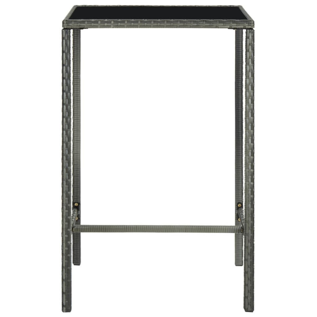 VIDAXL Table de bar de jardin Gris 70x70x110cm Resine tressee et verre