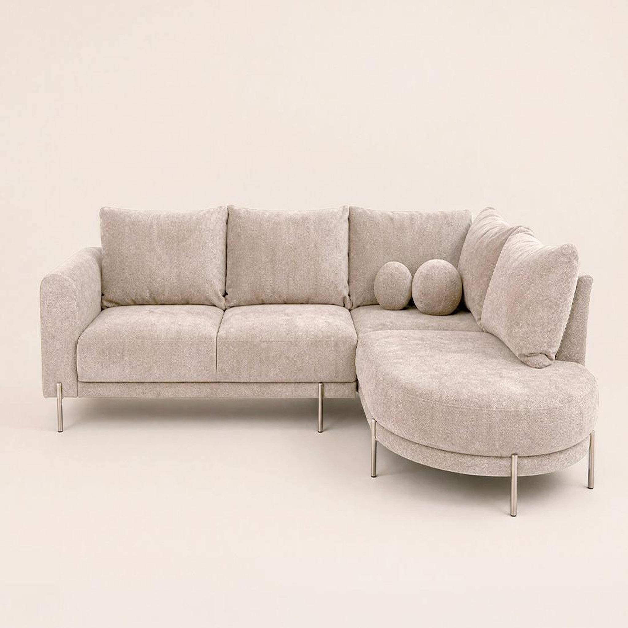 Voir la diapositive 6 : BEST MOBILIER Gabin - canapé d'angle droit 5 places en velours texturé