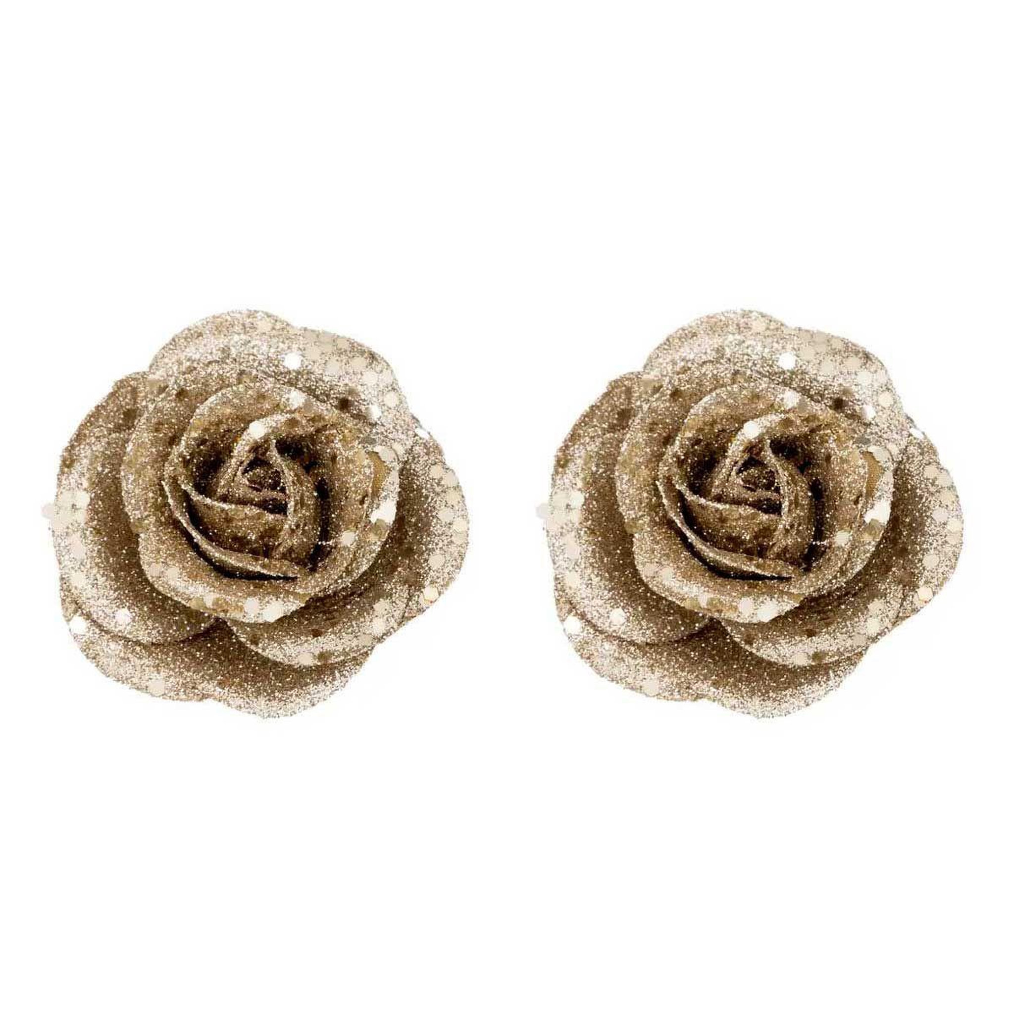 ATMOSPHERA Lot de 2 sujets de noël pailletés  roses  6cm or