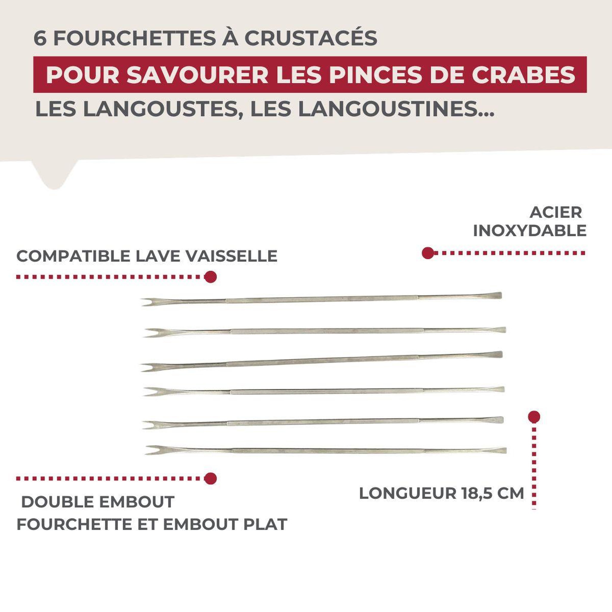 Voir la diapositive 3 : Fackelmann Lot de 6 fourchettes à crustacé en acier inoxydable 18,5 cm fackelmann
