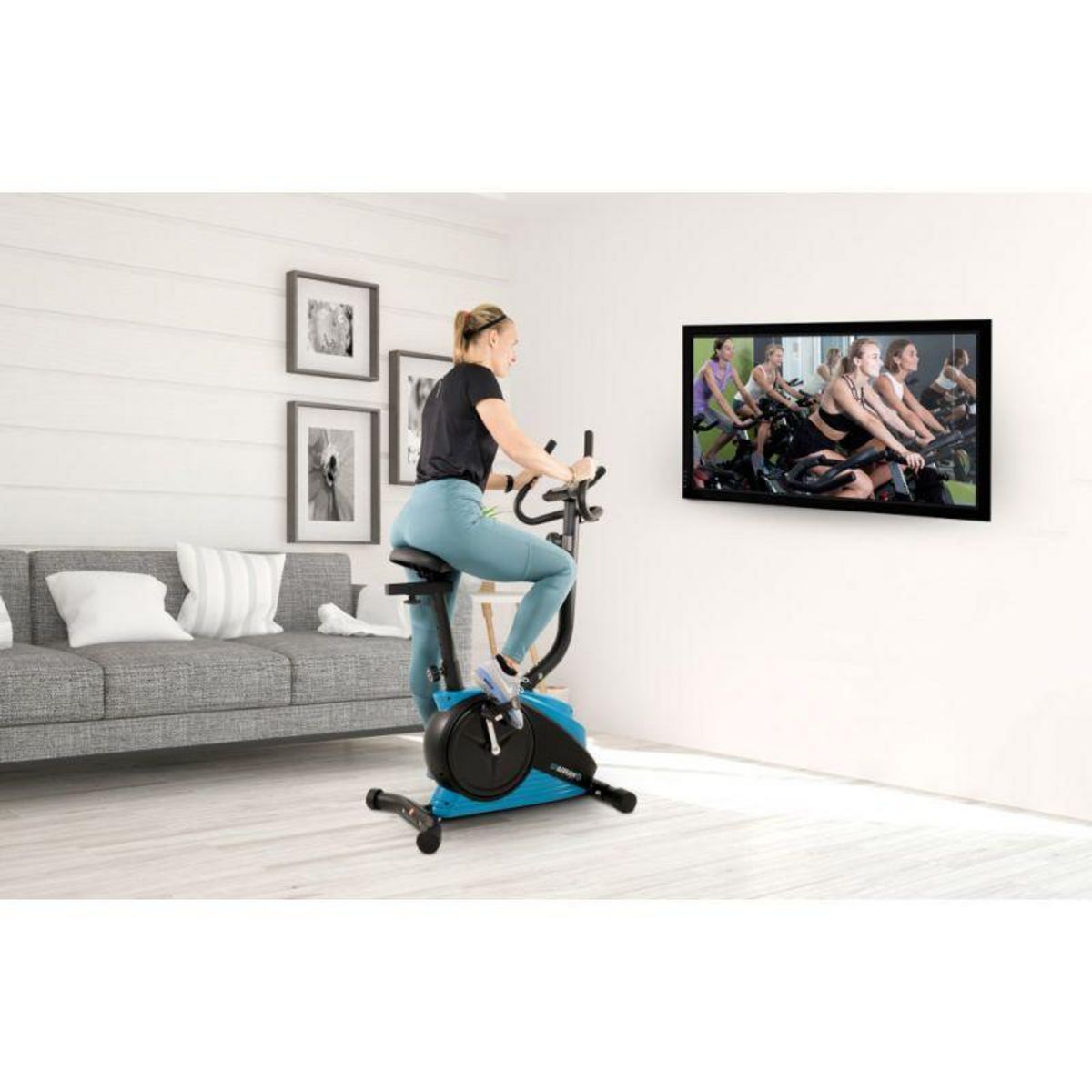 SPARRAW Vélo d'appartement CAMPO Roue d'inertie 3kg - 8 niveaux de résistance, Capteurs Pouls, Ecran d'entraînement, Réglable