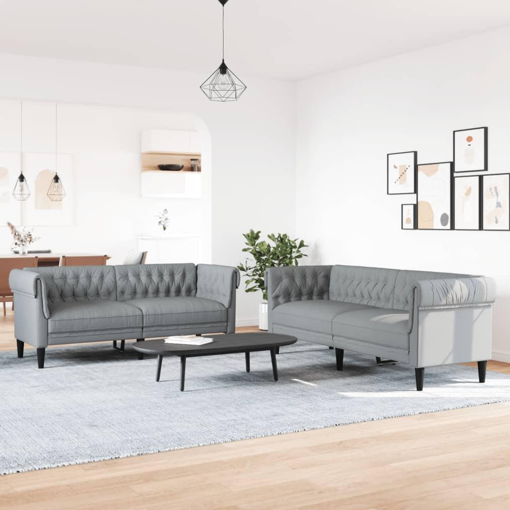 Voir la diapositive 3 : VIDAXL Ensemble de canapes 2 pcs gris clair tissu