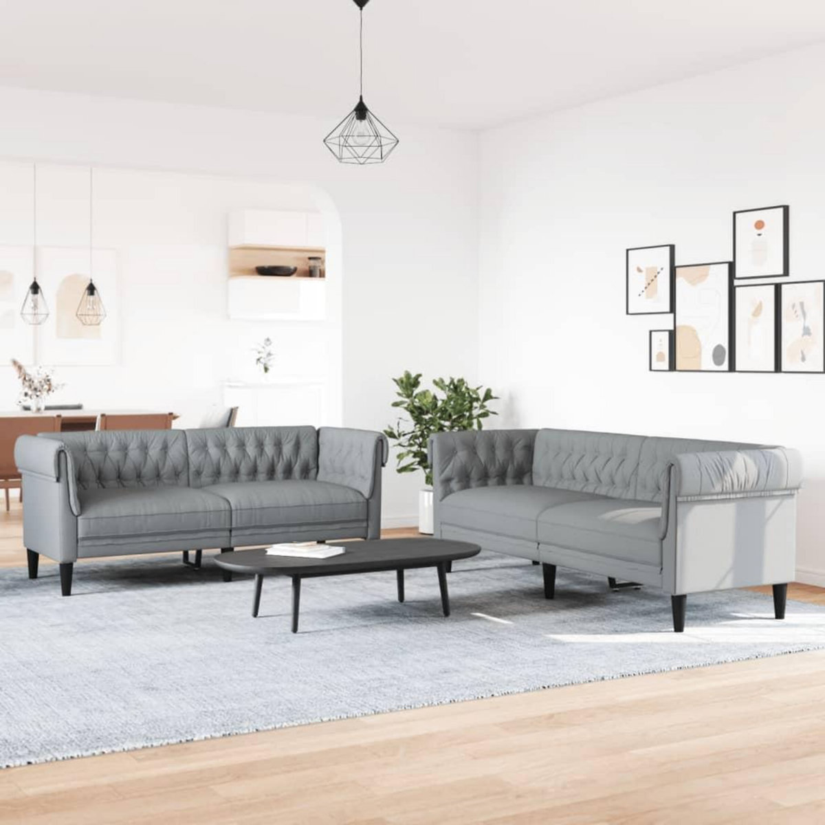 VIDAXL Ensemble de canapes 2 pcs gris clair tissu