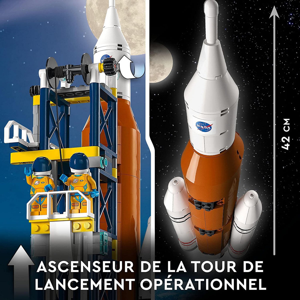 LEGO City 60351 La Base De Lancement De La Fusée, Module Spatial, Jouet Inspiré de la NASA avec Planet Rover, Observatoire et 7 Minifigures Astronautes
