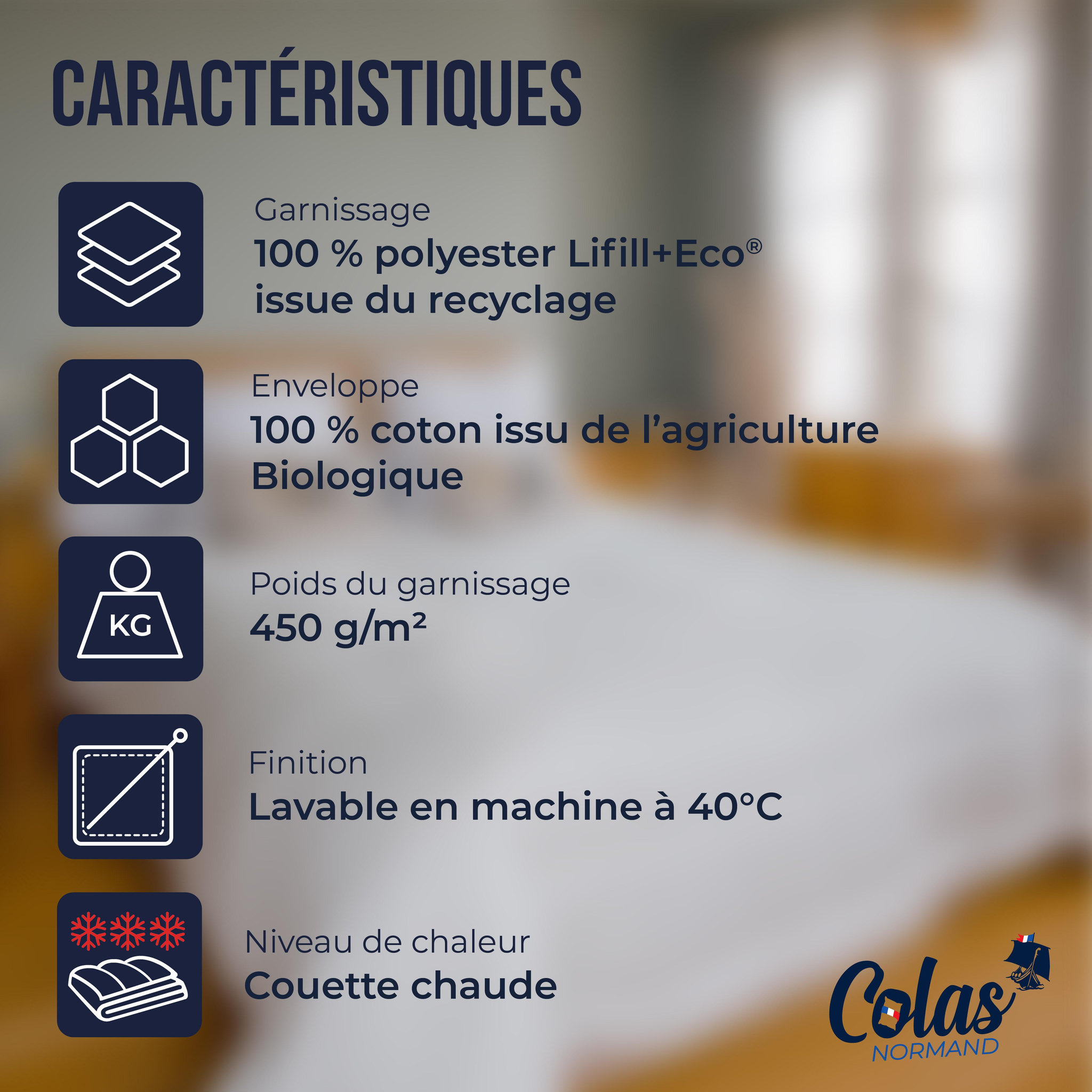 Voir la diapositive 3 : COLAS NORMAND Couette coton bio chaude