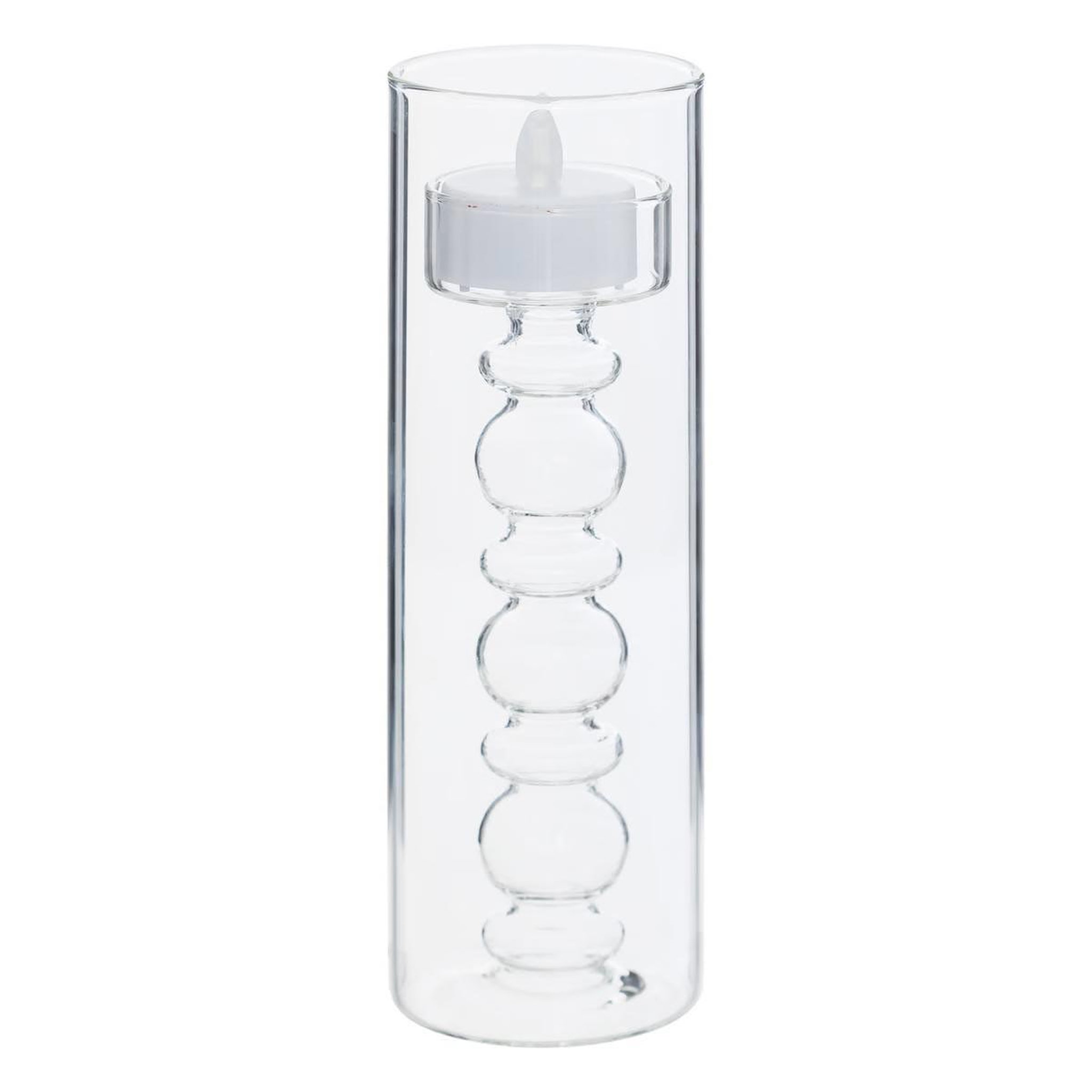 Voir la diapositive 2 : ATMOSPHERA Lot de 3 bougies led en verre  lena  19cm transparent