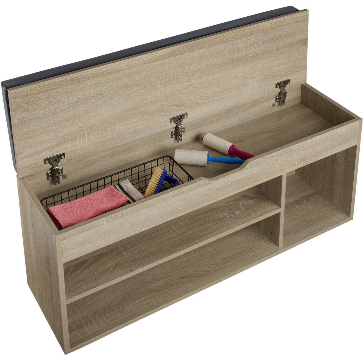 tectake Banc à chaussures pour 9 paires de chaussures Bois clair, Chêne Sonoma