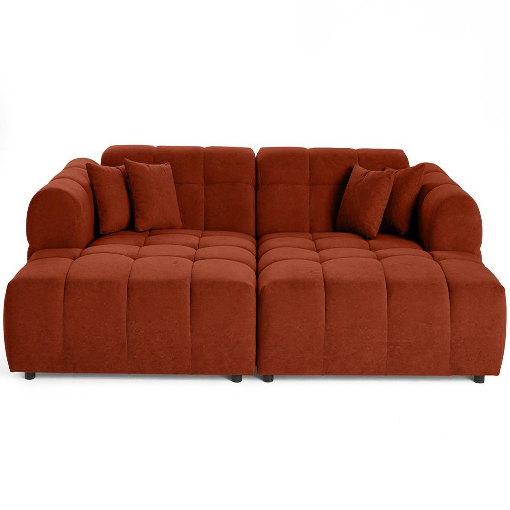 Voir la diapositive 1 : BEST MOBILIER Ray - canapé droit 4 places avec double méridienne - assise profonde - en tissu texturé
