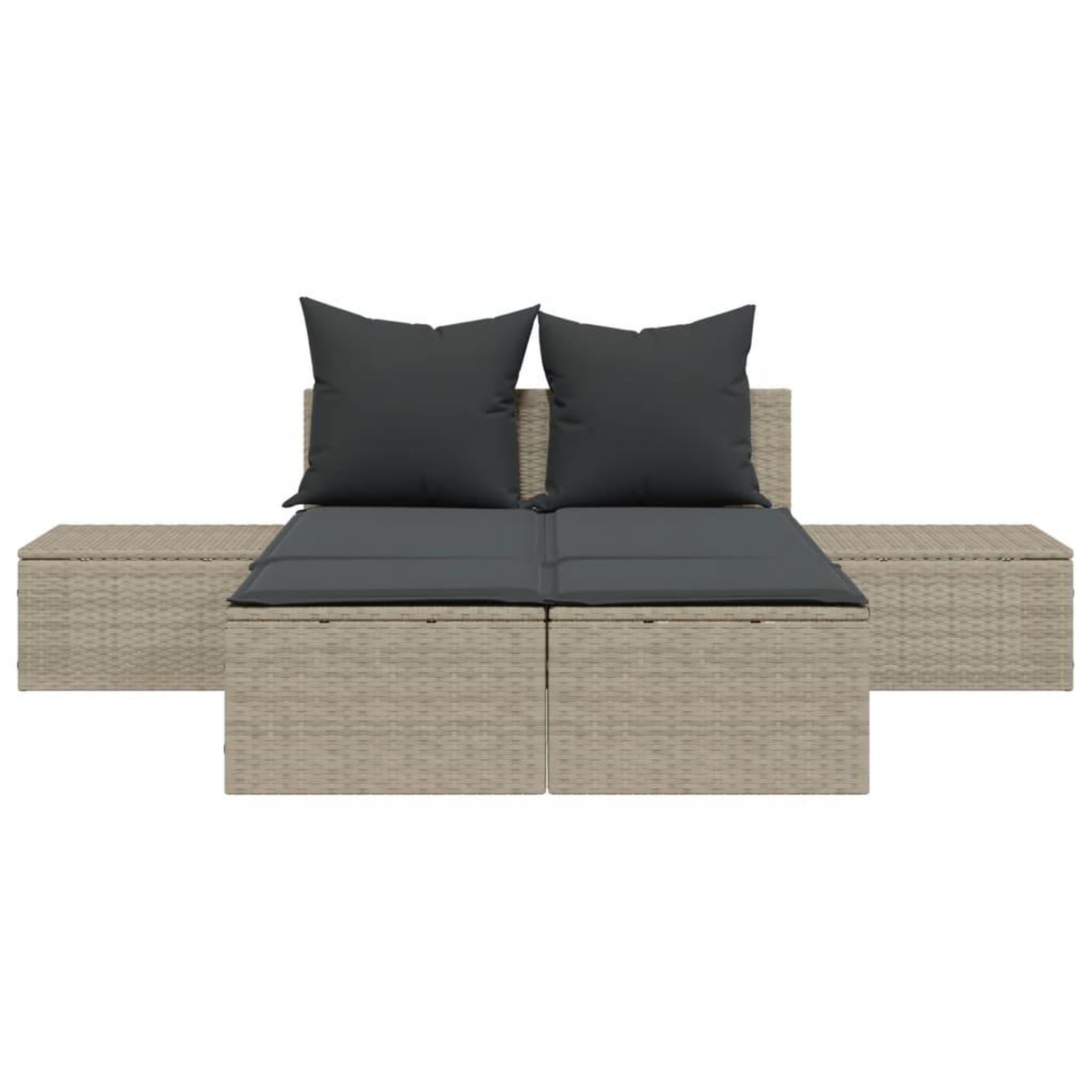 Voir la diapositive 4 : VIDAXL Chaise longue double avec coussins gris clair resine tressee