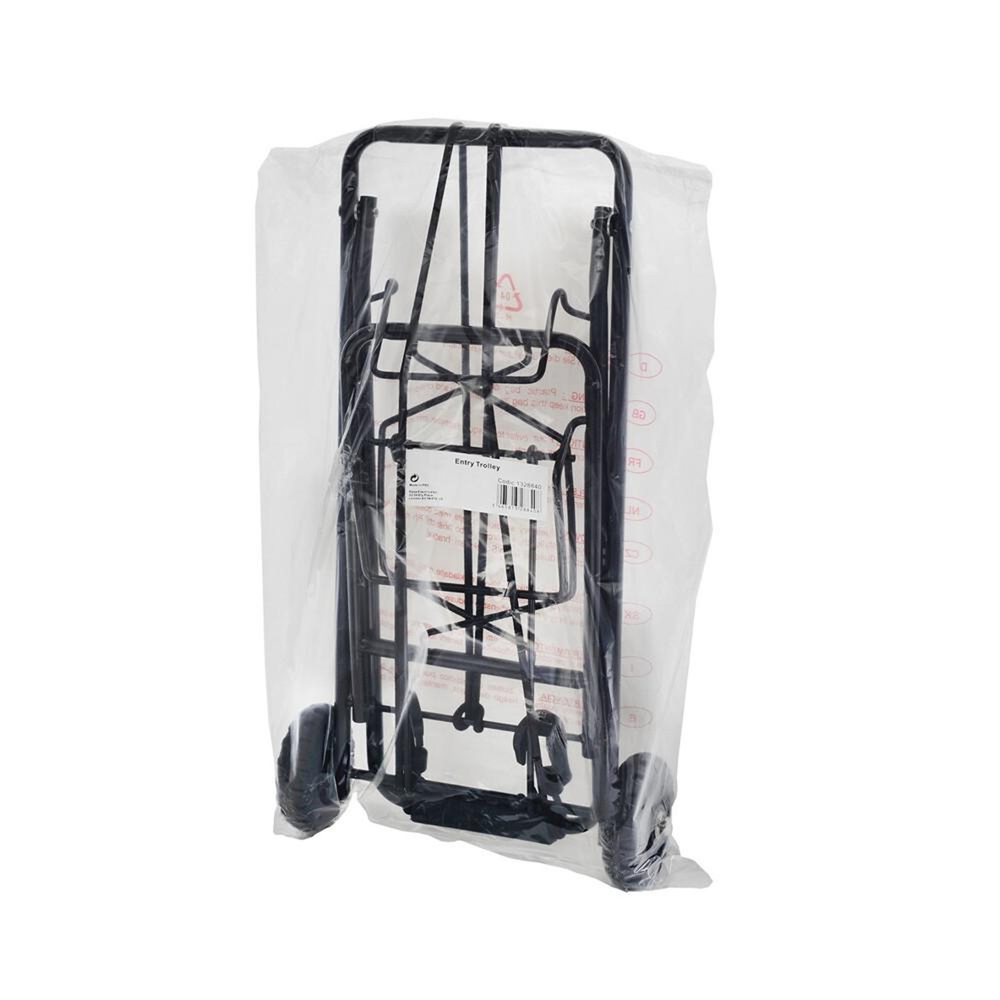 Voir la diapositive 2 : Chariot pliable Proline avec poignée télescopique, charge max 30 kg, hauteur 87 cm, 2 roues en caoutchouc, système de sangle 1,5 m, couleur noire