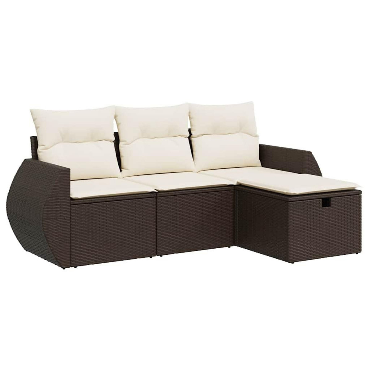 VIDAXL Salon de jardin 4 pcs avec coussins marron resine tressee