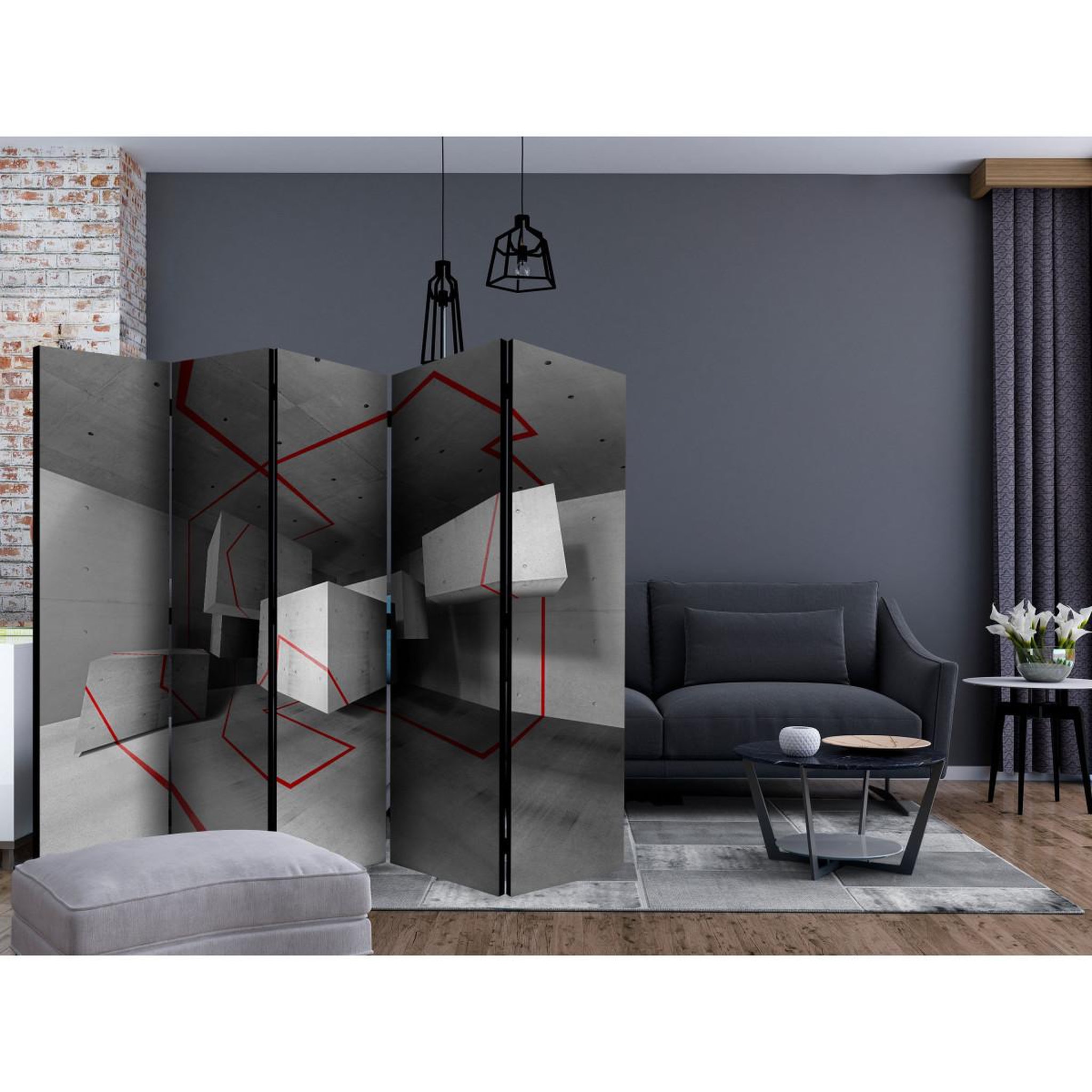 Voir la diapositive 2 : Paris Prix Paravent 5 volets  red trail  172x225cm