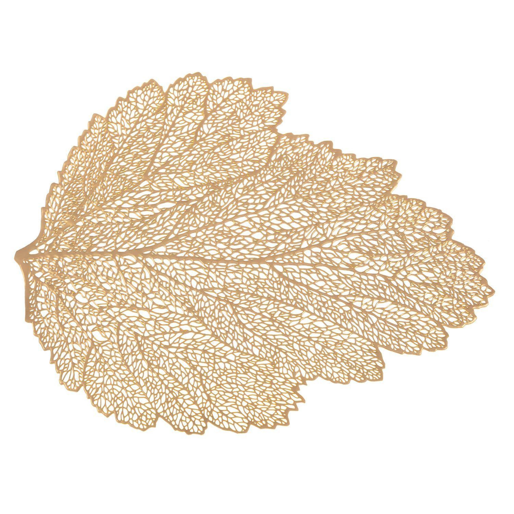 Voir la diapositive 2 : TOILINUX Lot de 6 sets de table motif feuille - 47 x 36 cm - doré