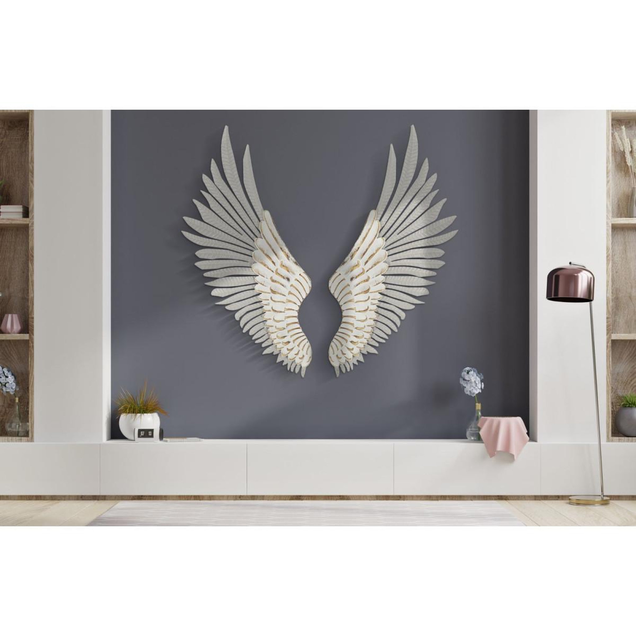 Voir la diapositive 5 : Paris Prix Paire d'ailes en métal  natural  104cm blanc lavé