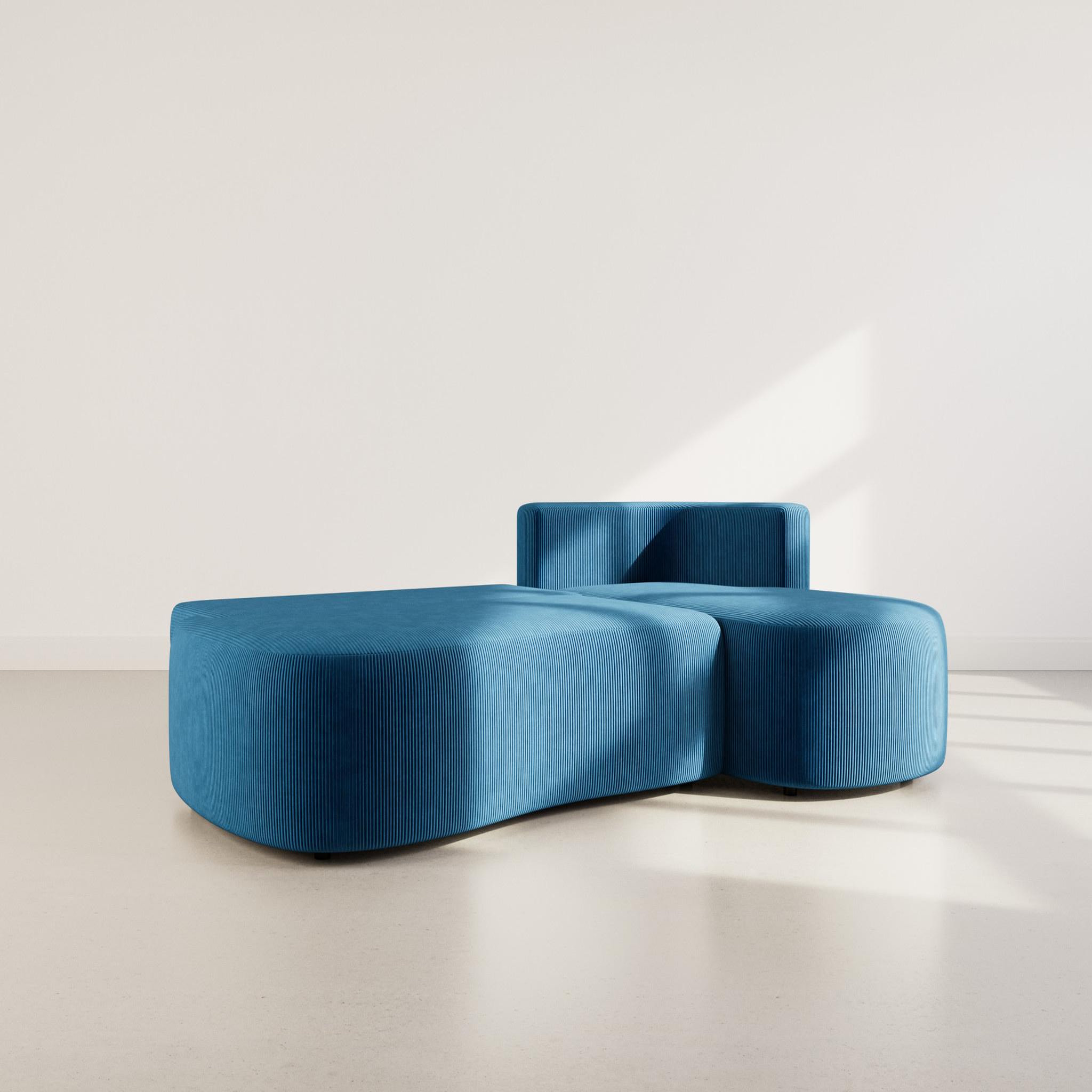 Voir la diapositive 2 : BEST MOBILIER Mahina - canapé d'angle droit 4 places convertible avec coffre en velours côtelé