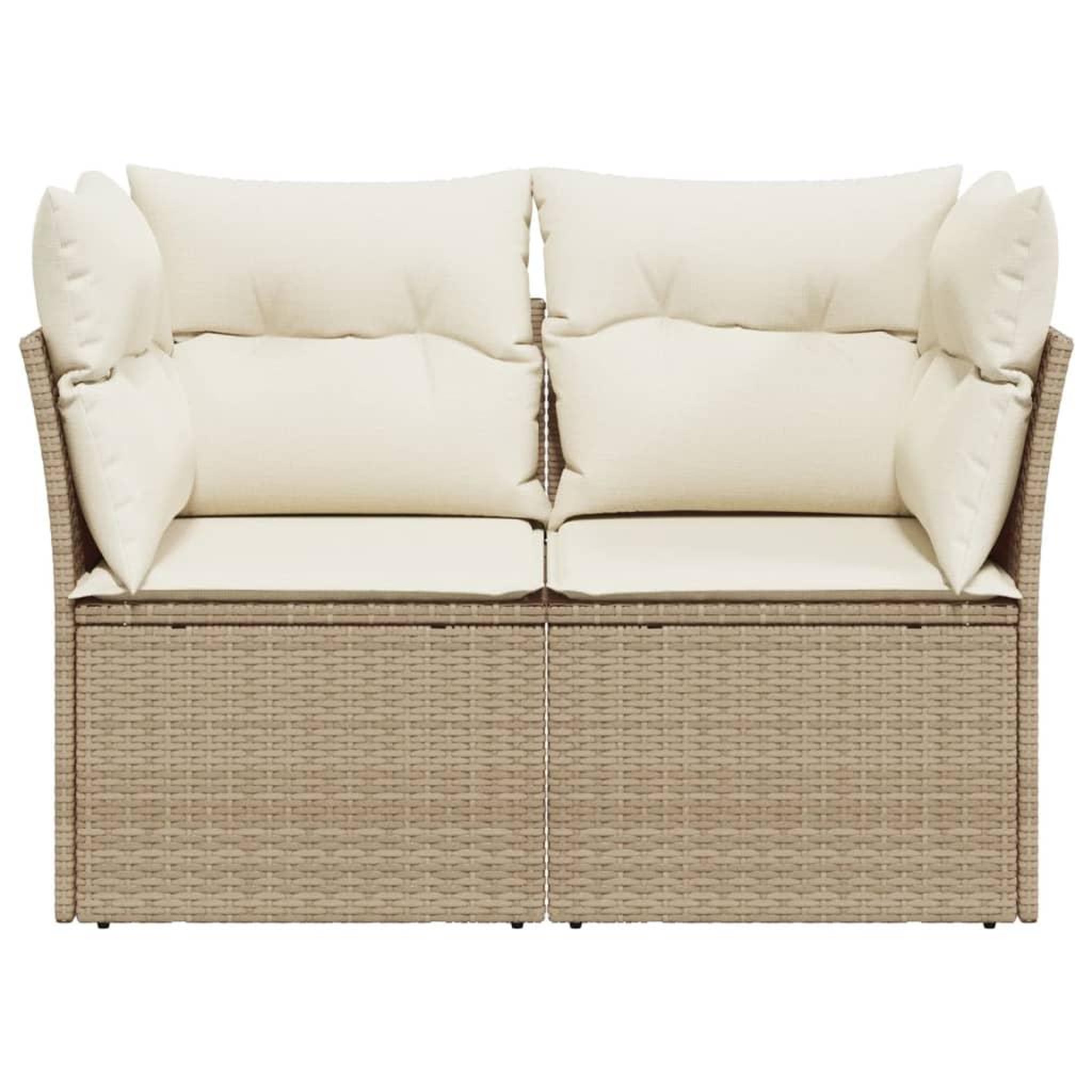 Voir la diapositive 4 : VIDAXL Canape de jardin avec coussins 2 places beige resine tressee