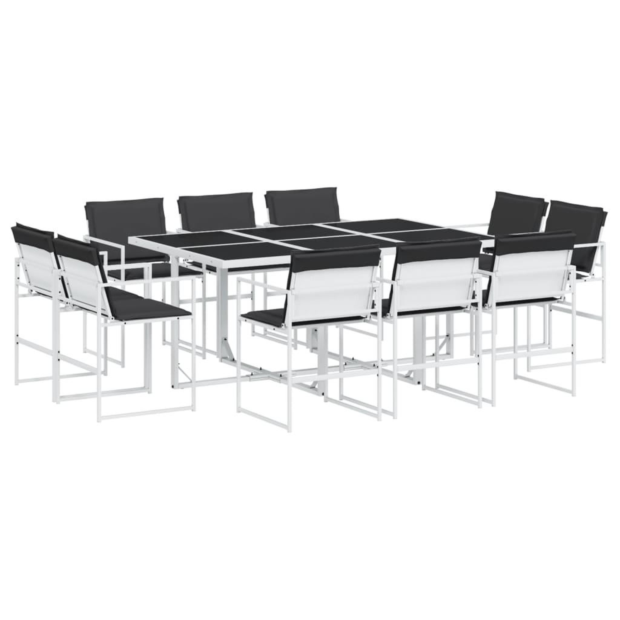 Voir la diapositive 2 : VIDAXL Ensemble a manger de jardin avec coussins 11pcs blanc textilene
