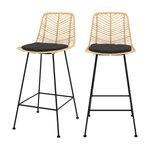 Rendez vous déco Lot de 2 chaises pour îlot central 66 cm en rotin naturel et noir - Tamara. Coloris disponibles : Beige, Noir