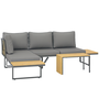 Voir la diapositive 1 : OUTSUNNY Ensemble salon de jardin 4 places modulable réglable avec table basse acier gris bois d'acacia verni