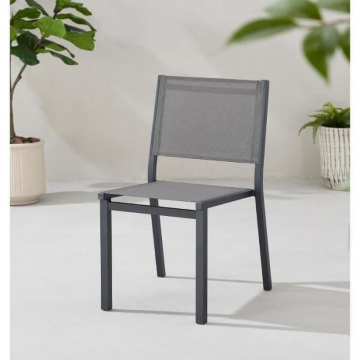 MARKET24 Ensemble repas de jardin : Table 160 cm + 6 chaises - Structure en aluminium - Gris anthracite