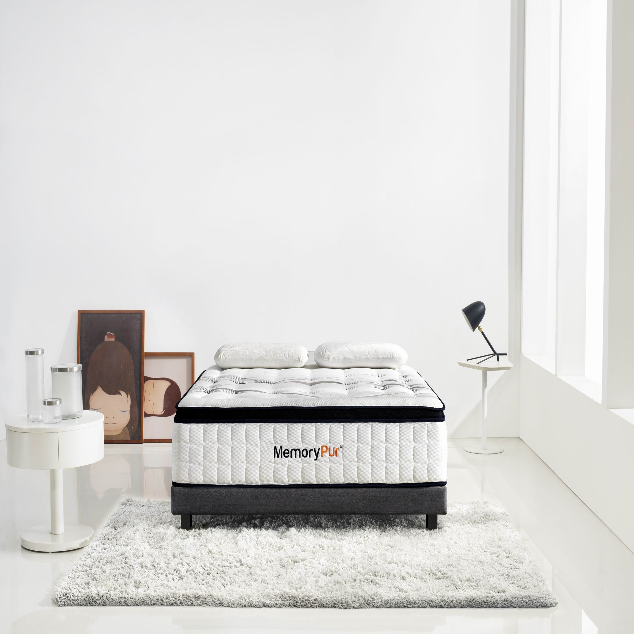 Voir la diapositive 3 : MemoryPur Ensemble matelas ressorts ensachés + sommier en kit 140x190 cm DIAMANT