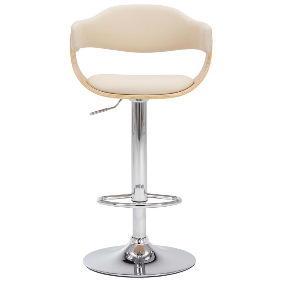 VIDAXL Tabourets de bar lot de 2 creme bois courbe et similicuir