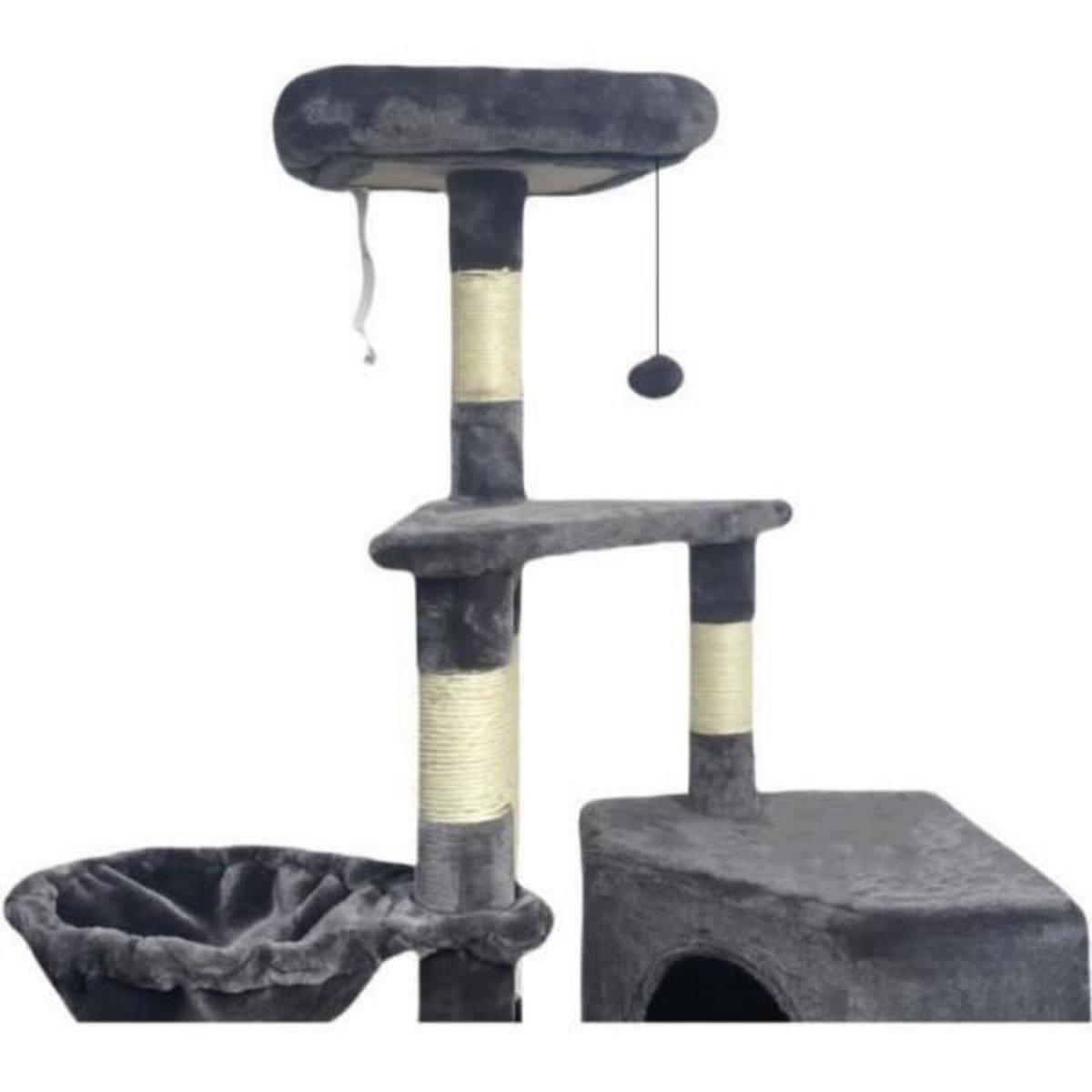 MARKET24 SWIFTY Arbre a chat - 55 x 40 x 138 cm - Gris foncé - 3 plateformes, 1 perchoir, 1 niche, poteaux a griffer