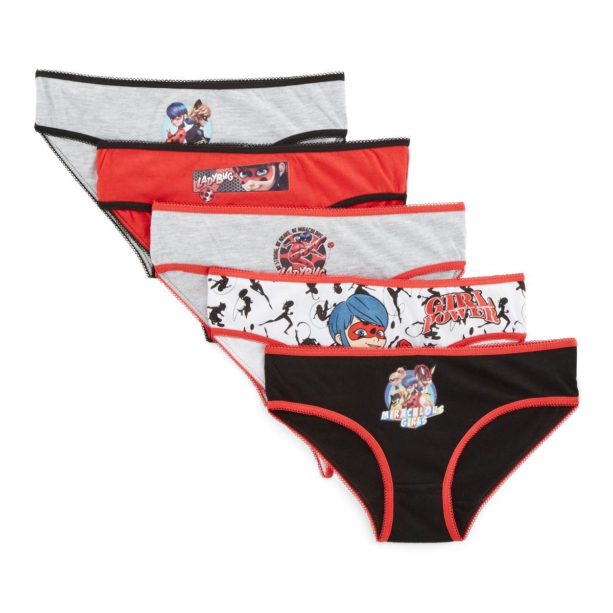 Miraculous Lot de 5 culottes fille