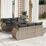 VIDAXL Salon de jardin avec coussins 7 pcs gris resine tressee