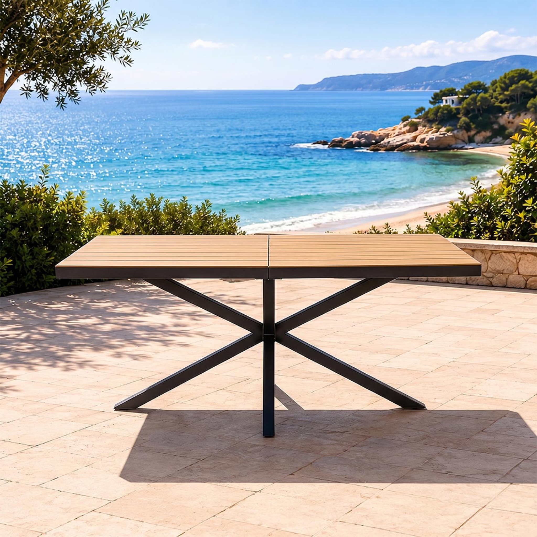 Voir la diapositive 5 : CONCEPT USINE Table de jardin 8 places effet bois 190cm almada