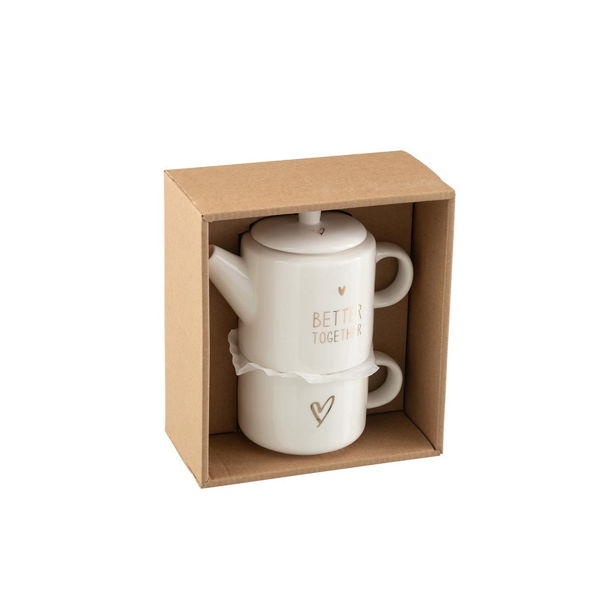 Voir la diapositive 5 : J-LINE Théière Avec Tasse  Cœur  78cl Blanc
