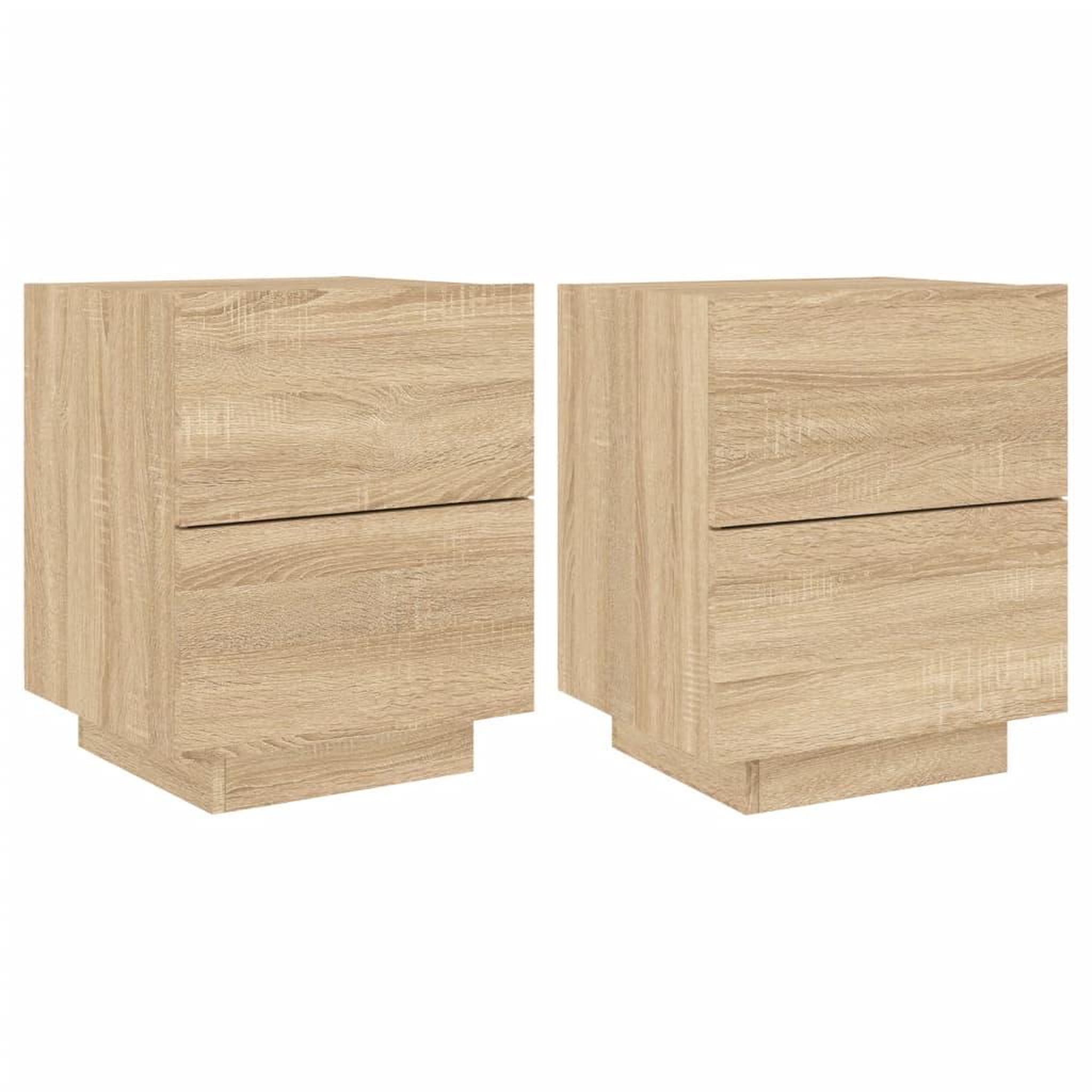 Voir la diapositive 2 : VIDAXL Armoires de chevet et lumieres LED 2 pcs chene sonoma