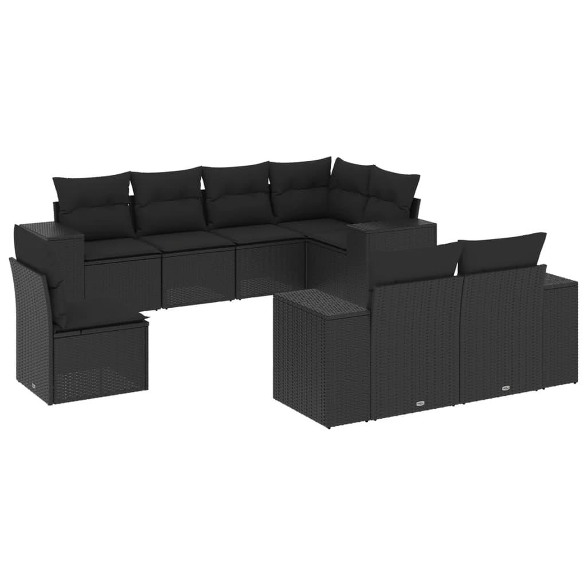 Voir la diapositive 2 : VIDAXL Salon de jardin 8 pcs avec coussins noir resine tressee