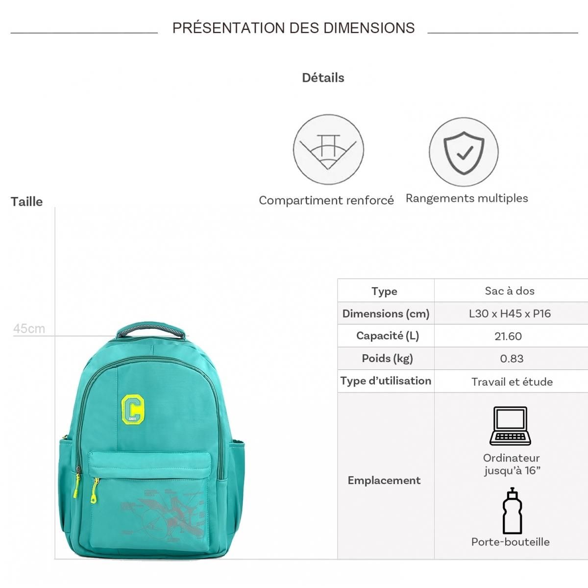 Cactus Sac à dos porte-ordinateur 16