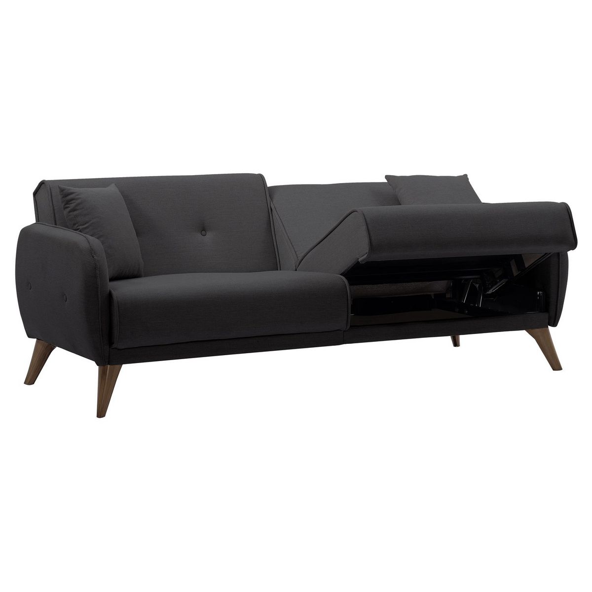 Canapé droit convertible 3 places tissu pieds bois clair BONJO