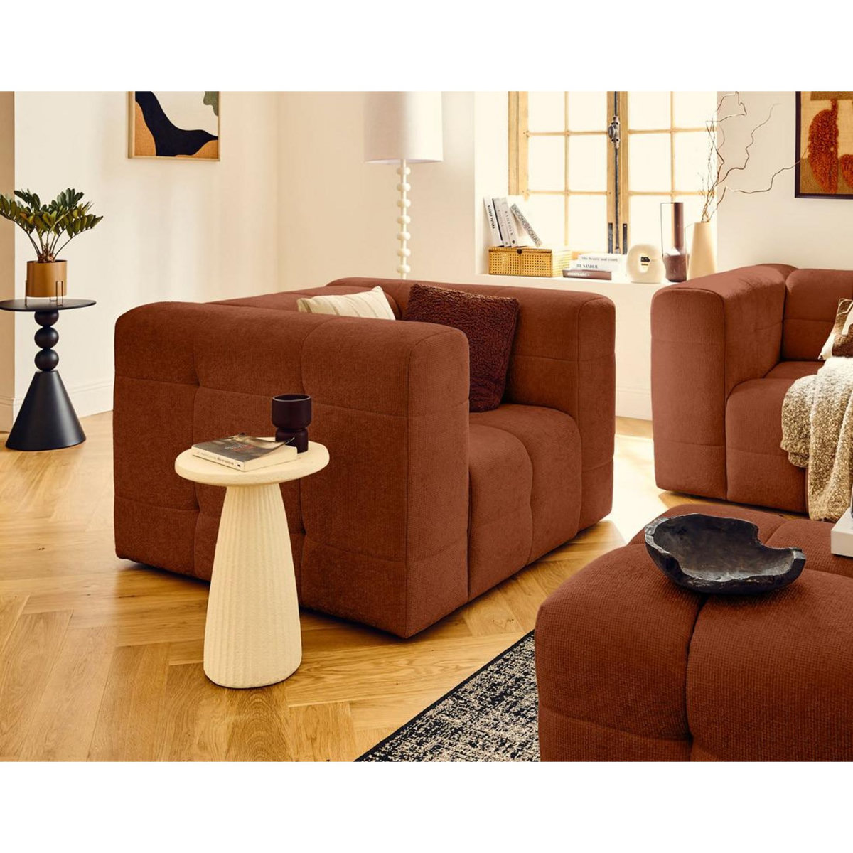 LISA DESIGN Suzano - fauteuil en tissu texturé