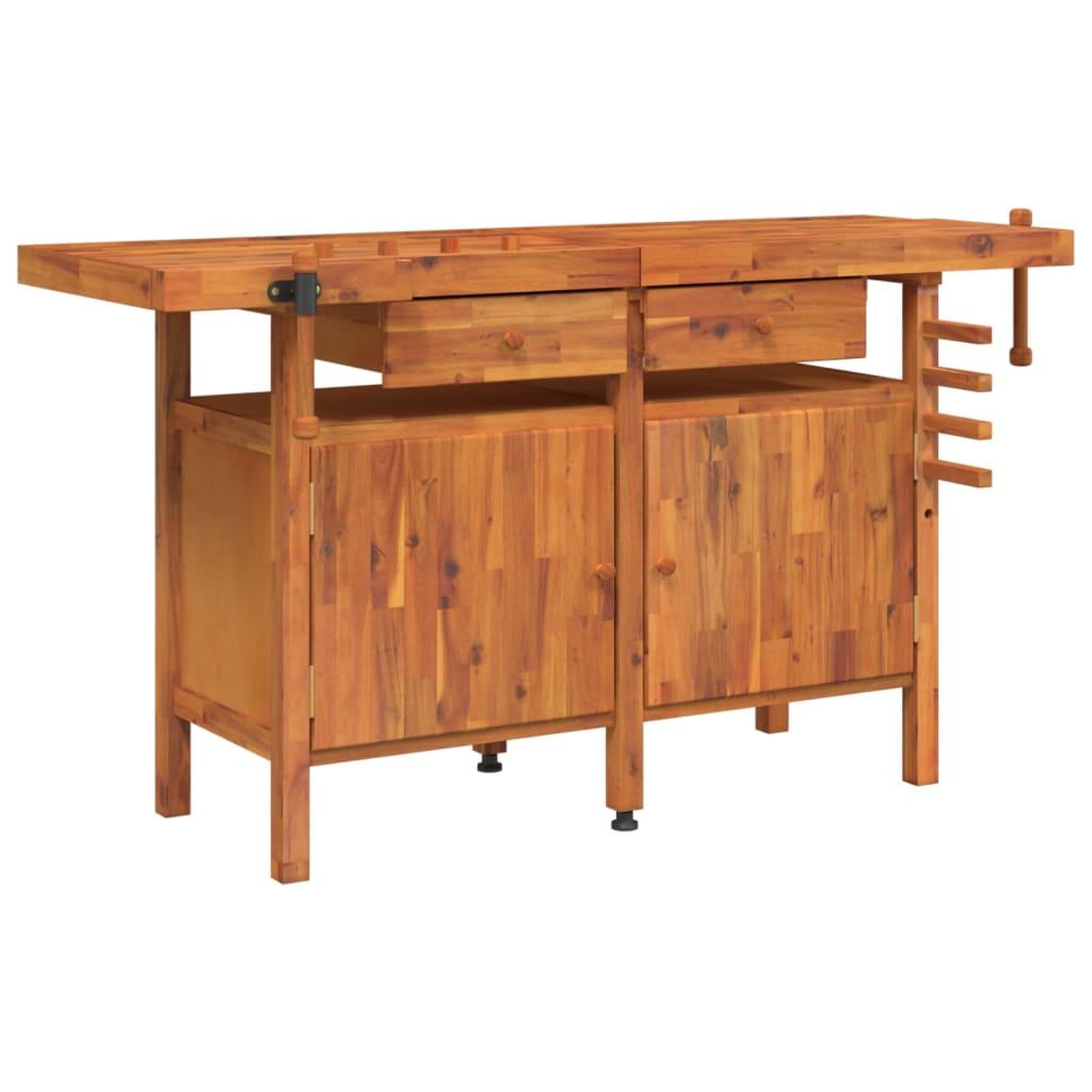 Voir la diapositive 2 : VIDAXL Etabli avec tiroirs et etaux 162x62x83 cm Bois massif d'acacia
