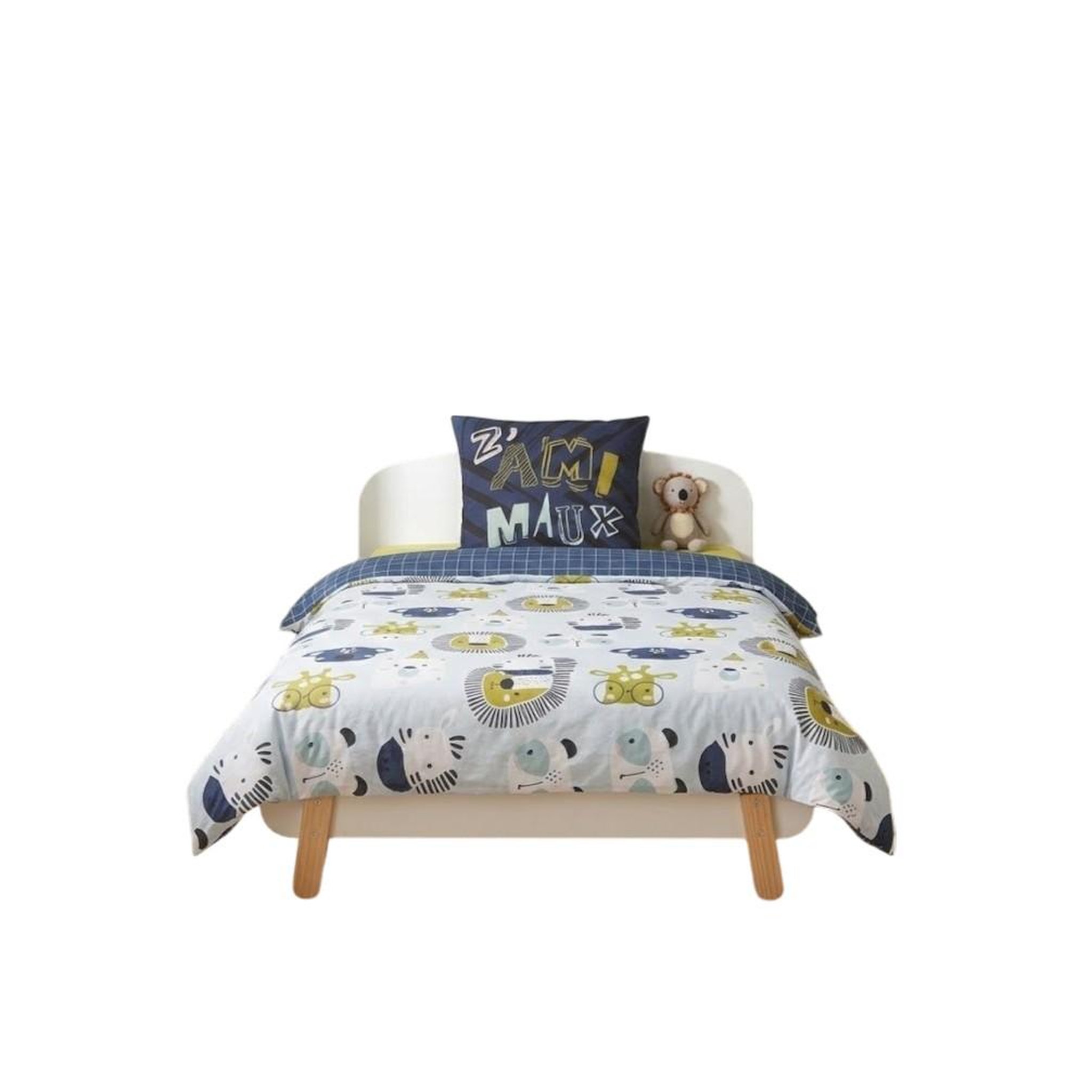 Eden Parure de lit collection lion et ses amis. Coloris disponibles : Bleu