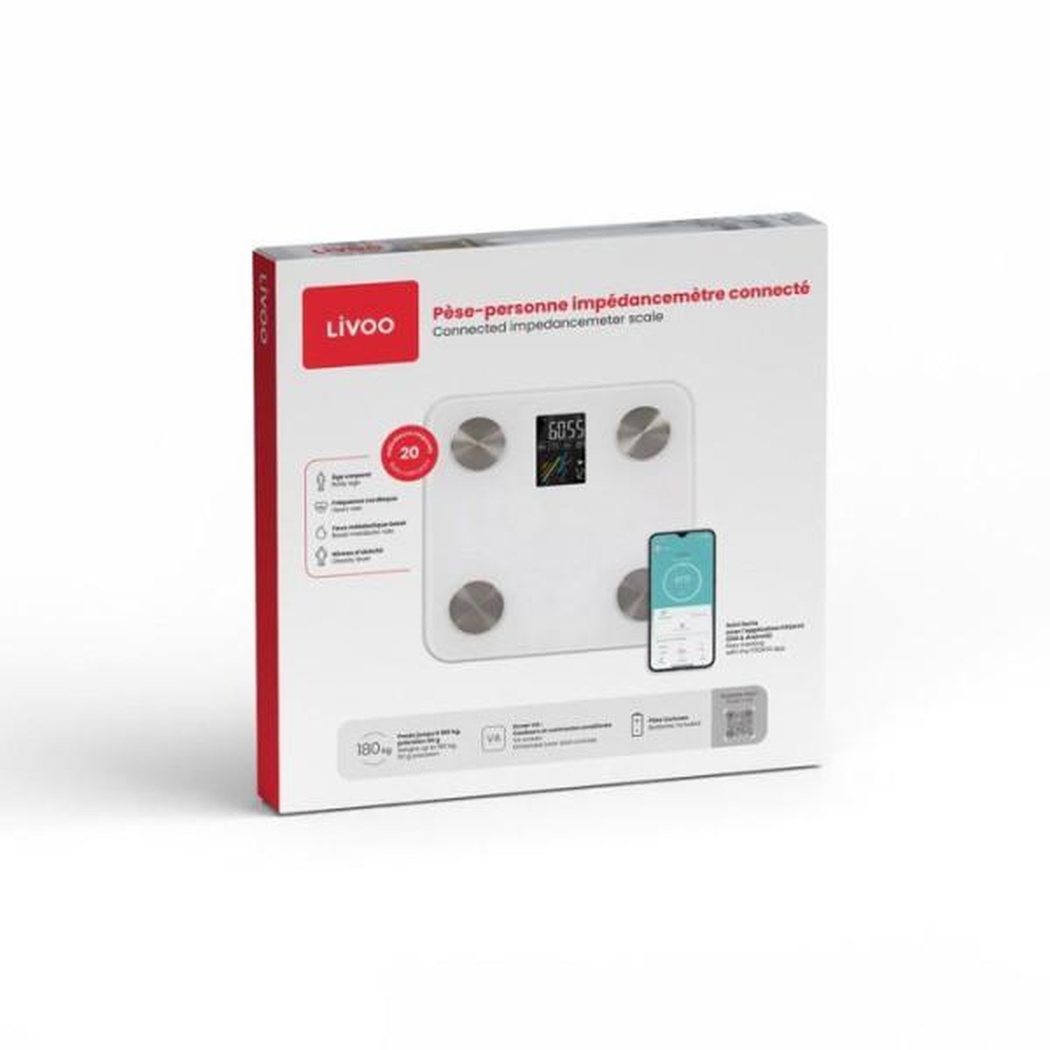 Voir la diapositive 3 : LIVOO Impédancemètre 180kg 100g - dom514