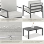 Voir la diapositive 5 : tectake Salon de jardin avec cadre en aluminium, pour 4 personnes gris clair