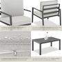 Voir la diapositive 5 : tectake Salon de jardin avec cadre en aluminium, pour 4 personnes gris clair